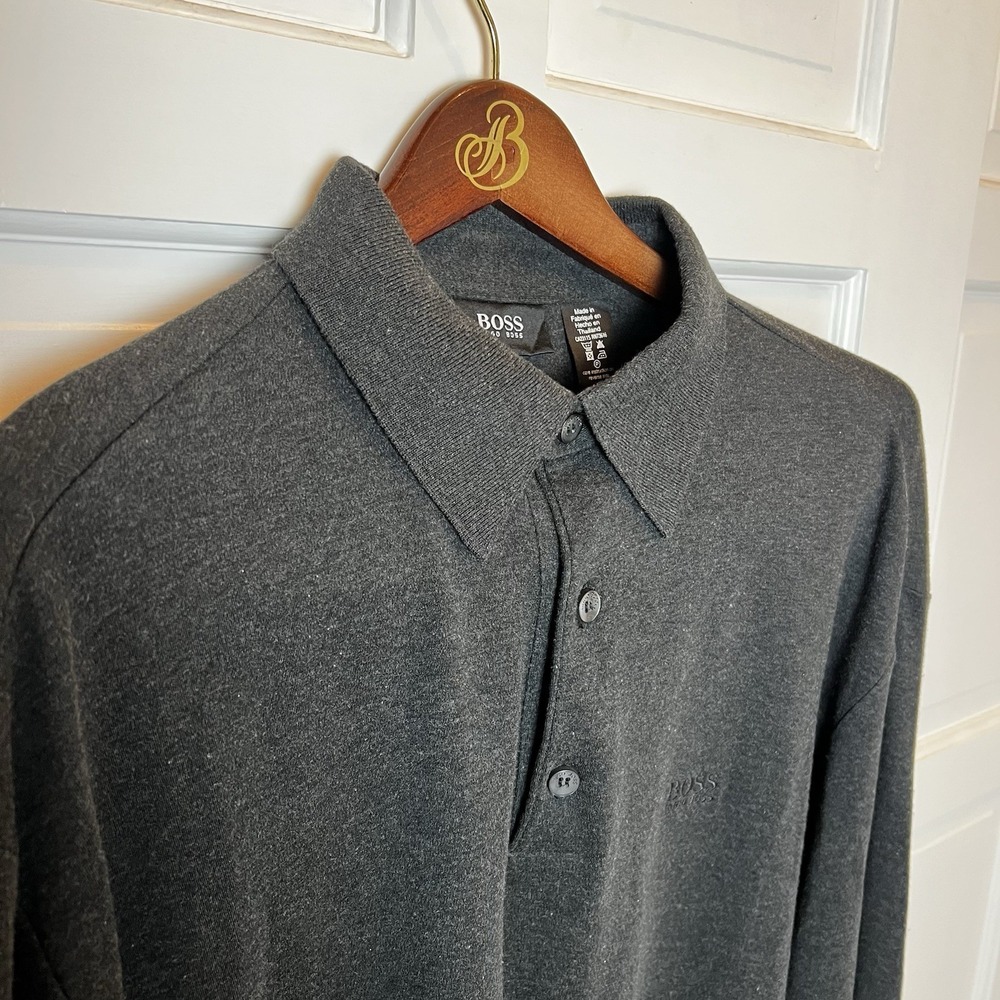 Hugo Boss Charcoal Black Pullover Sweater XXL Cotton - Picture 3 of 11
